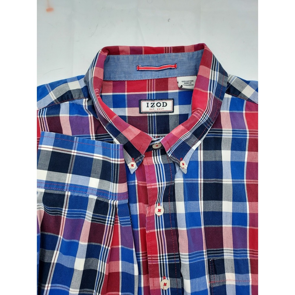 IZOD‎ Men's XL Plaid Button Down Long Sleeve Shirt Casual Classic